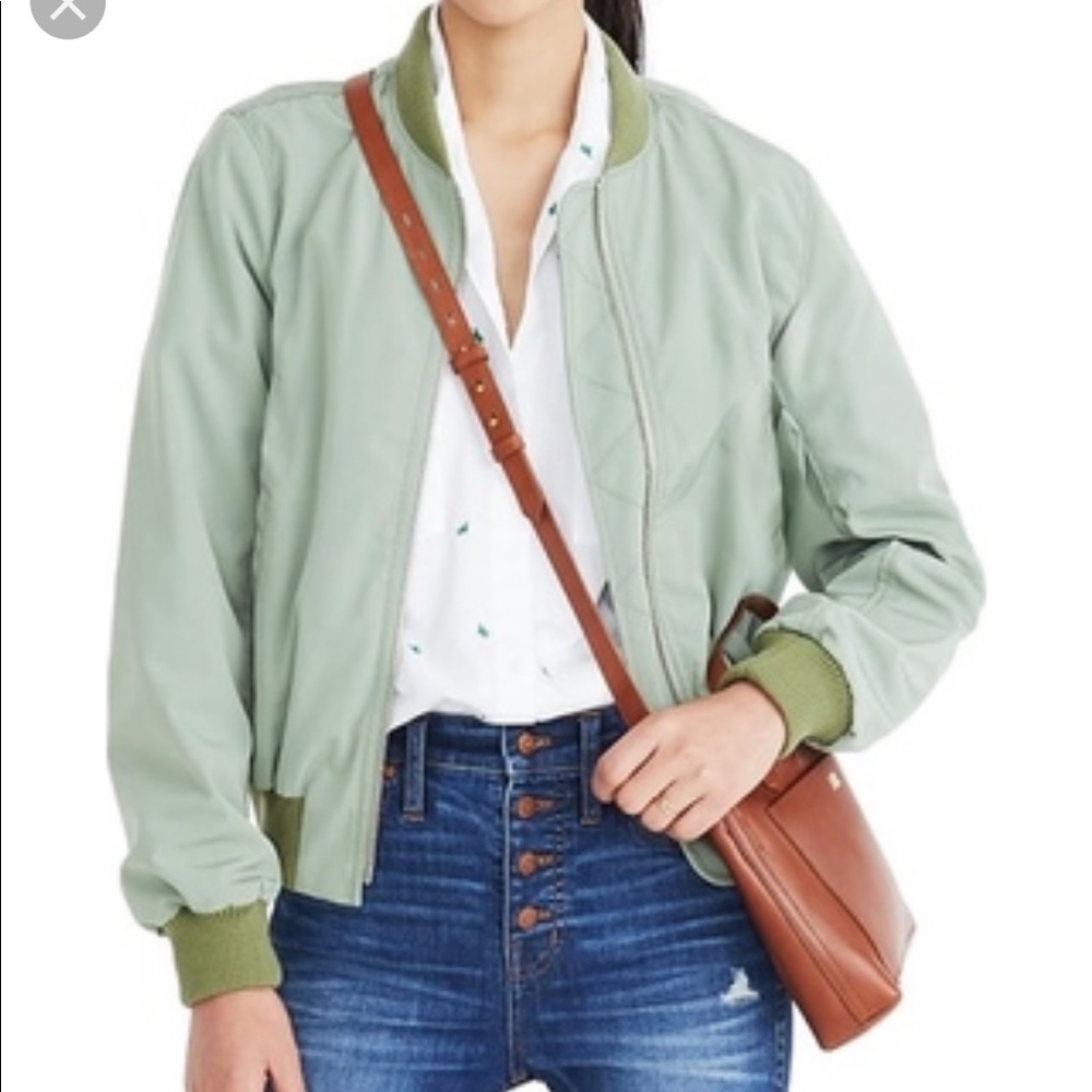 Madewell green bomber